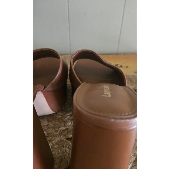Larroude Dolly Mule Caramel Leather Ladies Wedge Heels Size 8 - Picture 8 of 11